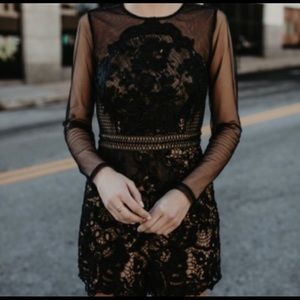 NWT Black mesh lace romper
